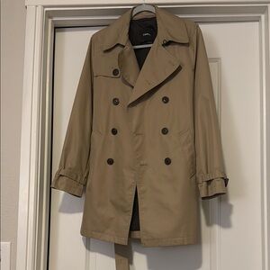 Tan Double-Breasted Men's Trench Coat